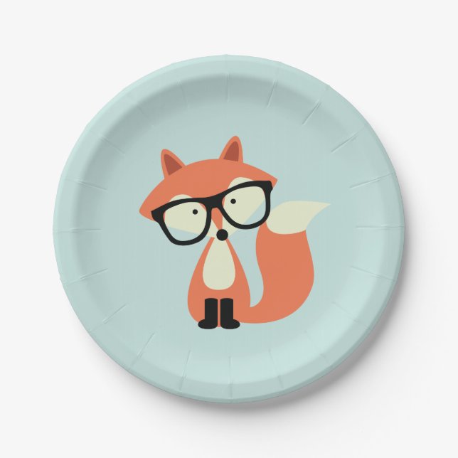 Hipster Red Fox Paper Plate (Front)