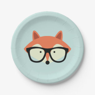 Hipster Red Fox Paper Plate