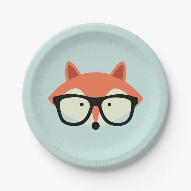 Hipster Red Fox Paper Plate (Front)