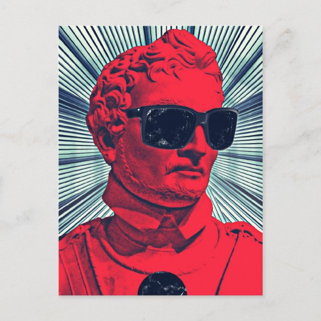 Hipster red statue postcard (Front)