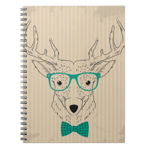 Hipster Reindeer Elk with glasses grungy Christmas Notebook