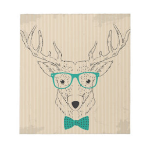 Hipster Reindeer Elk with glasses grungy Christmas Notepad
