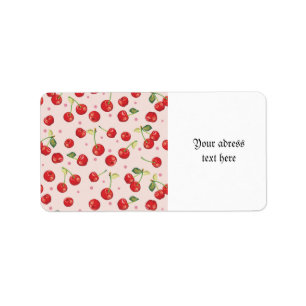 Hipster,retro,cherry,pattern,red,pink,pale,cute, Label