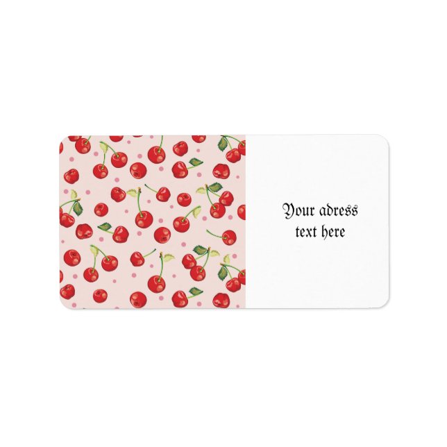 Hipster,retro,cherry,pattern,red,pink,pale,cute, Label (Front)