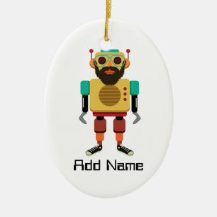 Hipster Retro Robot Ceramic Ornament