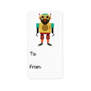 Hipster Retro Robot Label