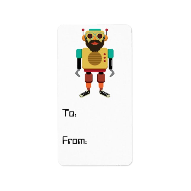 Hipster Retro Robot Label (Front)