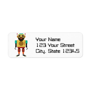 Hipster Retro Robot Return Address Label