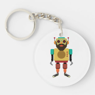 Hipster retro running robot key ring