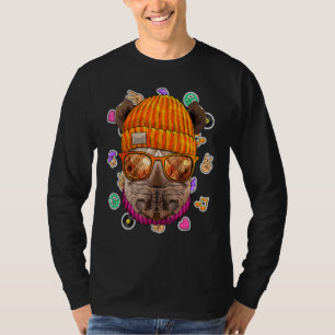 Hipster Rhino Geek Nerd Glasses Animal Love Peace T-Shirt