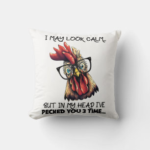 Hipster Rooster Funny Saying Cushion