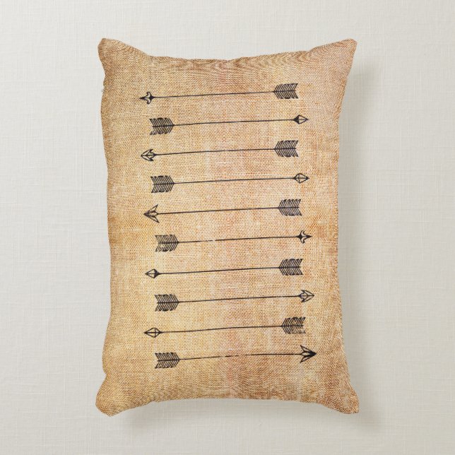 Hipster rustic linen arrows decorative cushion (Front(Vertical))