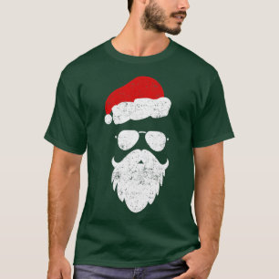 Hipster Santa Beard Aviator Sunglasses and Hat T-Shirt