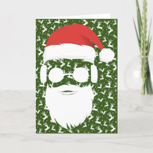 Hipster Santa Claus Reindeer Ugly Christmas Gift Holiday Card
