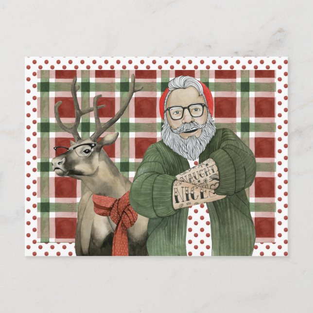 Hipster Santa Collection Postcard (Front)