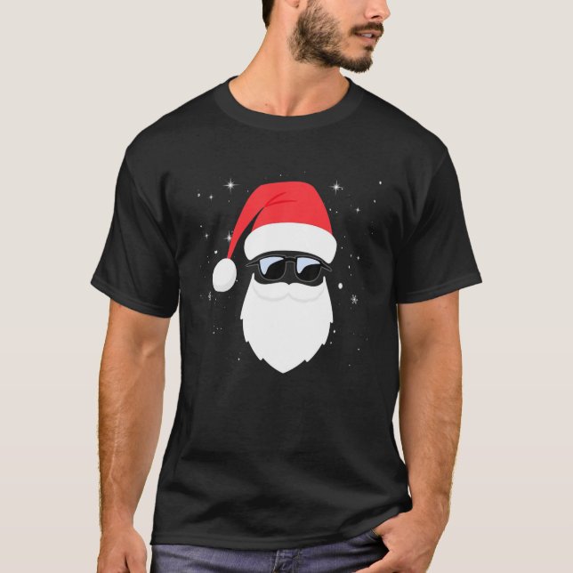 Hipster Santa Face With Hat Beard T-Shirt (Front)