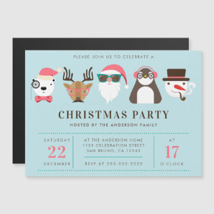 Hipster Santa & Friends Christmas Party Invitation