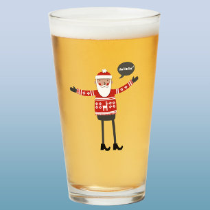 Hipster Santa Glass