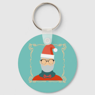 Hipster Santa Key Ring