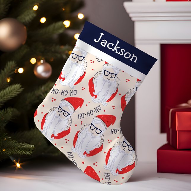 Hipster Santa Monogram Small Christmas Stocking (Creator Uploaded)