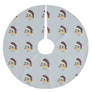 Hipster Santa Owl Brushed Polyester Tree Skirt