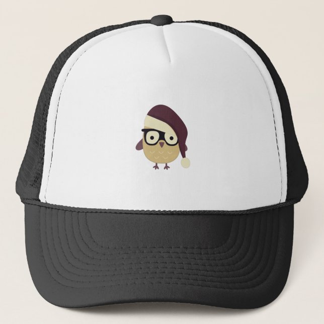 Hipster Santa Owl Trucker Hat (Front)
