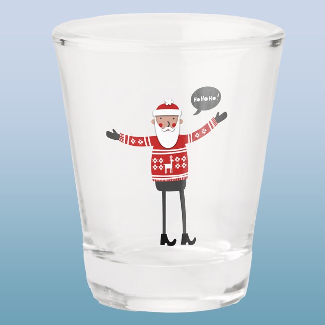 Hipster Santa Shot Glass (Hipster Santa in Skinny Jeans fun Christmas shot glass)