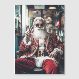 Hipster Santa Strikes a Pose Peace Holiday Vibes