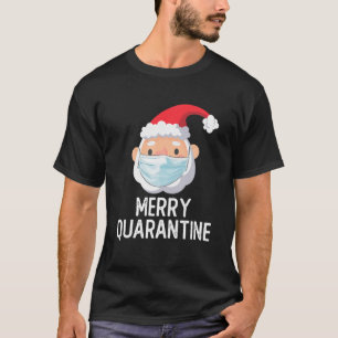 Hipster Santa Wearing Face Mask 2020 Ugly Merry Qu T-Shirt