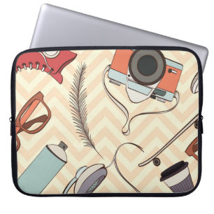 Hipster seamless pattern. Pattern of hipster eleme Laptop Sleeve