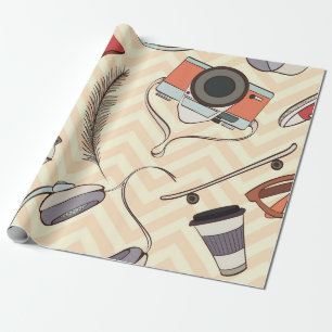 Hipster seamless pattern. Pattern of hipster eleme Wrapping Paper