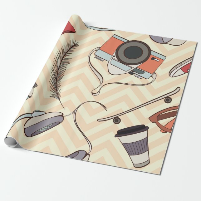 Hipster seamless pattern. Pattern of hipster eleme Wrapping Paper (Unrolled)