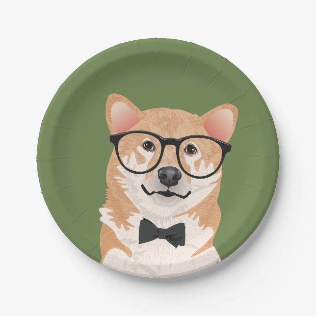 Hipster Shiba Inu Paper Plate Party (Front)