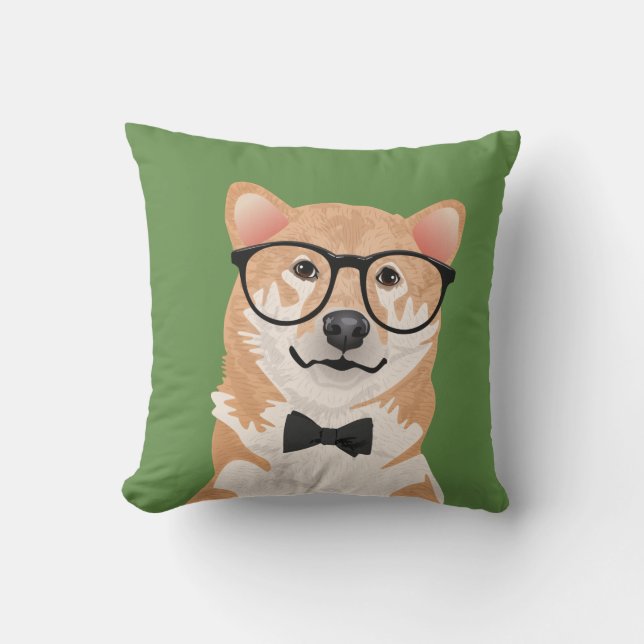 Hipster Shiba Inu Pillow (Front)