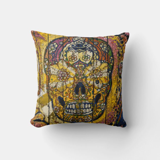 Hipster SKULL bones sugar skulls Cushion (Front)