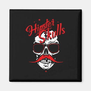 Hipster Skull Logo Skull Moustache Moustached Sung Magnet
