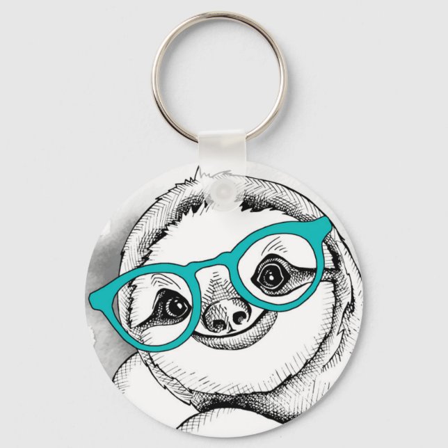 Hipster Sloth Key Ring (Front)