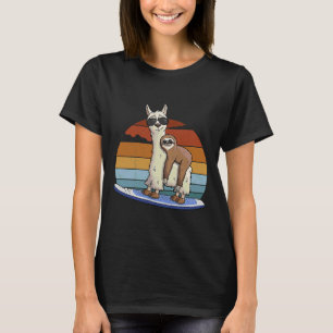 Hipster Sloth On Llama Stand Up Paddle T-Shirt