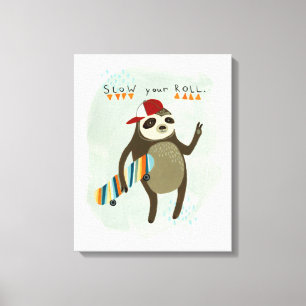 Hipster Sloth Slow Your Roll Canvas Print