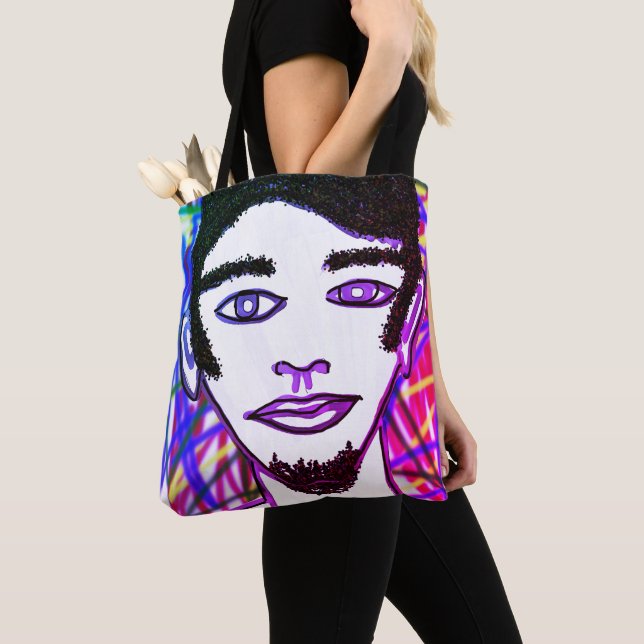 Hipster Steve Funky Cool Bright Graffiti Tote Bag (Close Up)