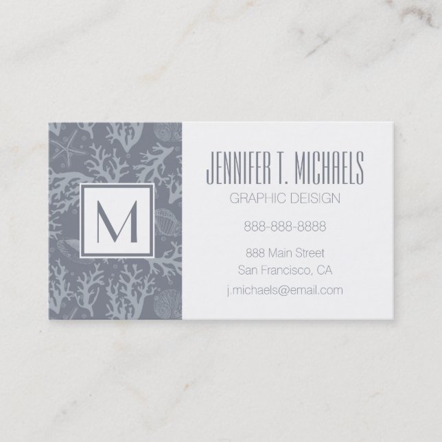 Hipster Style Coral Reef Business Card (Front)