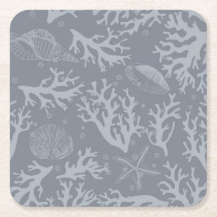 Hipster Style Coral Reef Square Paper Coaster