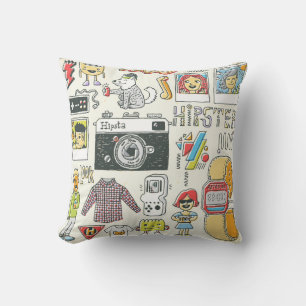 Hipster swag: hand-drawn doodle set cushion