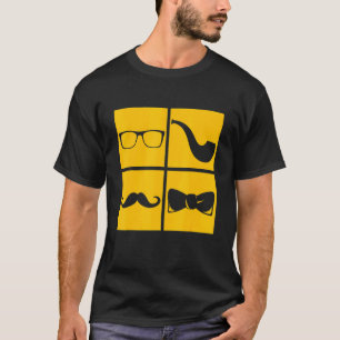 Hipster Symbols Moustache Pipe Smoker Glasses Bow T-Shirt
