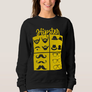 Hipster Symbols Pipe Smoker Moustache Glasses Bow  Sweatshirt