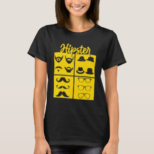 Hipster Symbols Pipe Smoker Moustache Glasses Bow T-Shirt