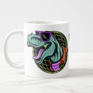Hipster T-Rex custom monogram jumbo mug
