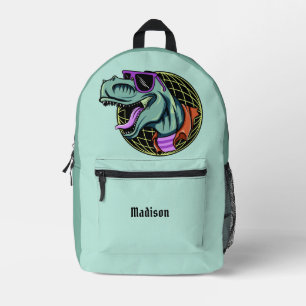 Hipster T-Rex custom name & color Printed Backpack