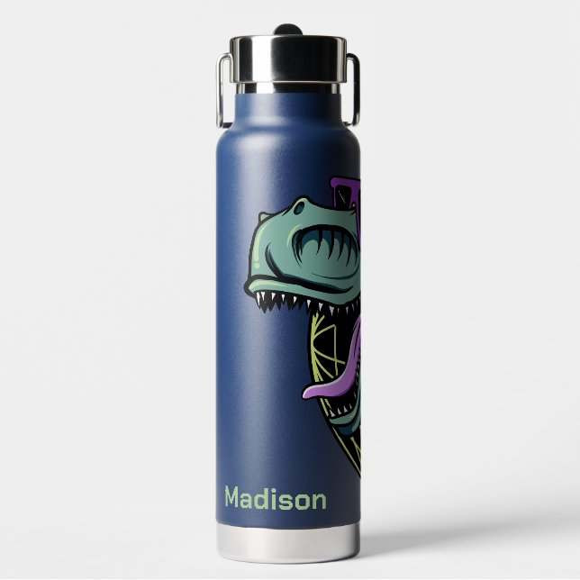 Hipster T-Rex custom name Water Bottle (Front)