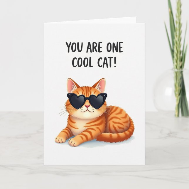 Hipster Tabby Fathers Day Card (Front)